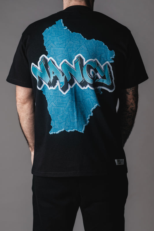 Blue London Print T-Shirt - Black